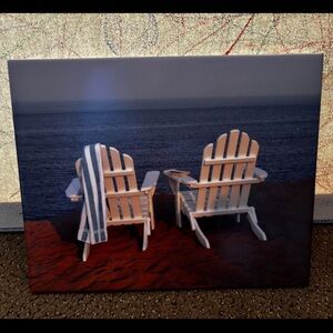 Beach Scene Tile Art - Adirondack Chairs